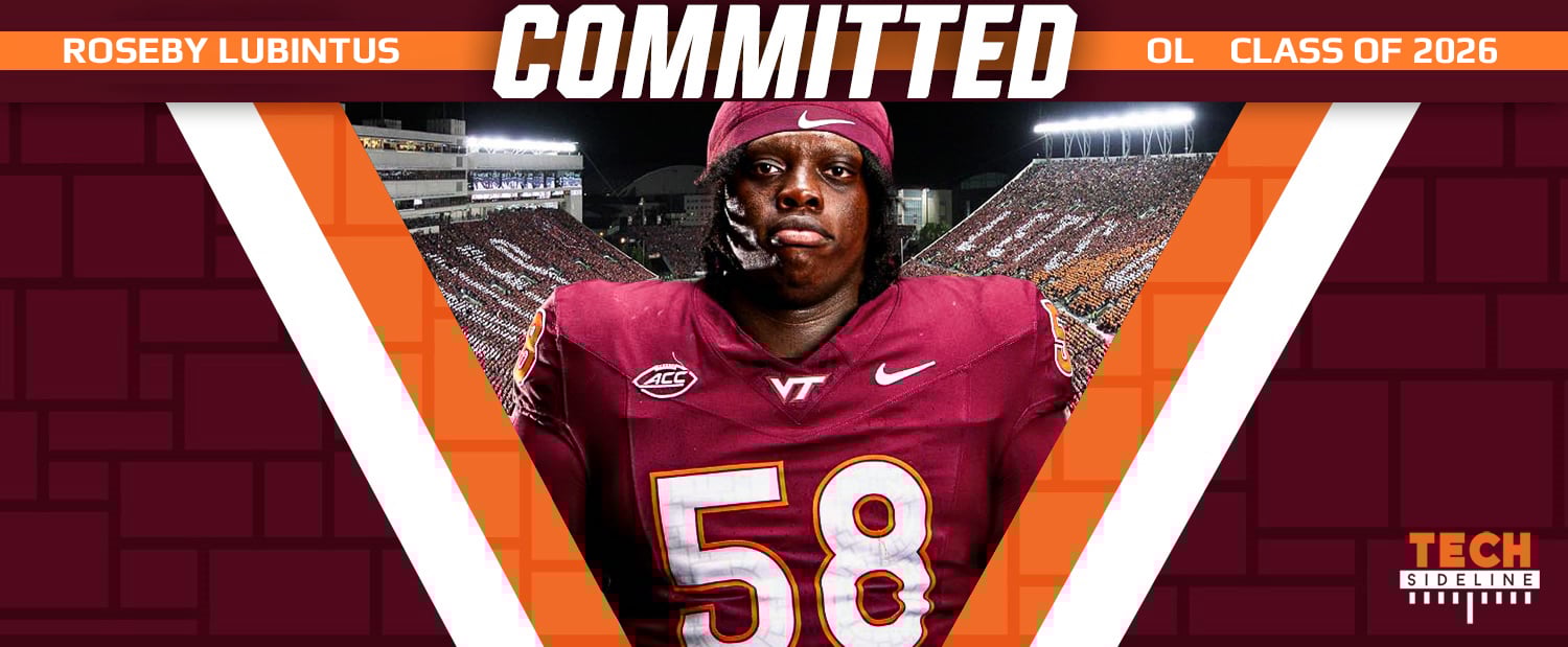 TechSideline's tweet card. Offensive lineman Roseby Lubintus, who has committed to both Penn State and Syracuse in the past, will sign with Virginia Tech.