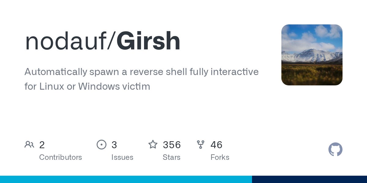 TrendingGolang's tweet card. Automatically spawn a reverse shell fully interactive for Linux or Windows victim - nodauf/Girsh