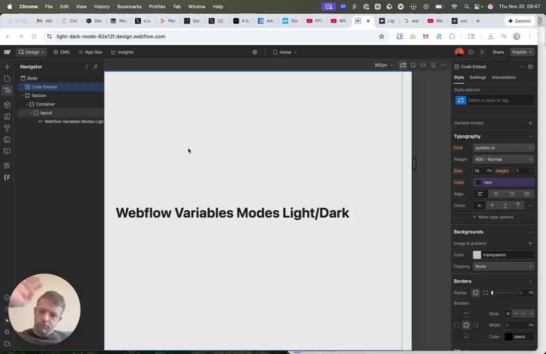 WebIsBae's tweet card. Auto-Detecting Light and Dark Mode in Webflow