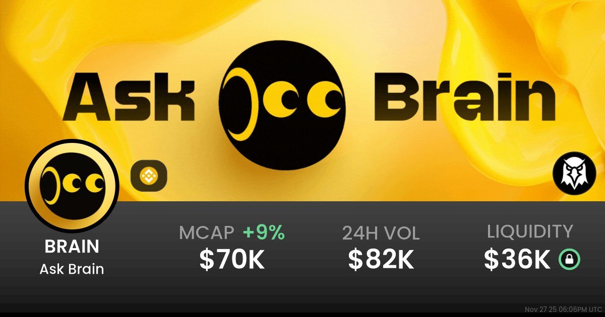bsc_daily's tweet card. $0.00007091 Ask Brain (BRAIN) realtime price charts, trading history and info - BRAIN / WBNB on BSC / PancakeSwap