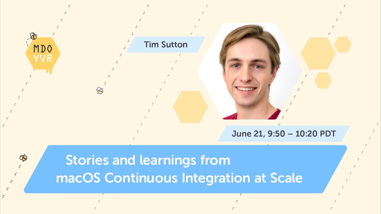 tvsutton's tweet card. MDOYVR23 - Tim Sutton - Stories and learnings from macOS Continuous...