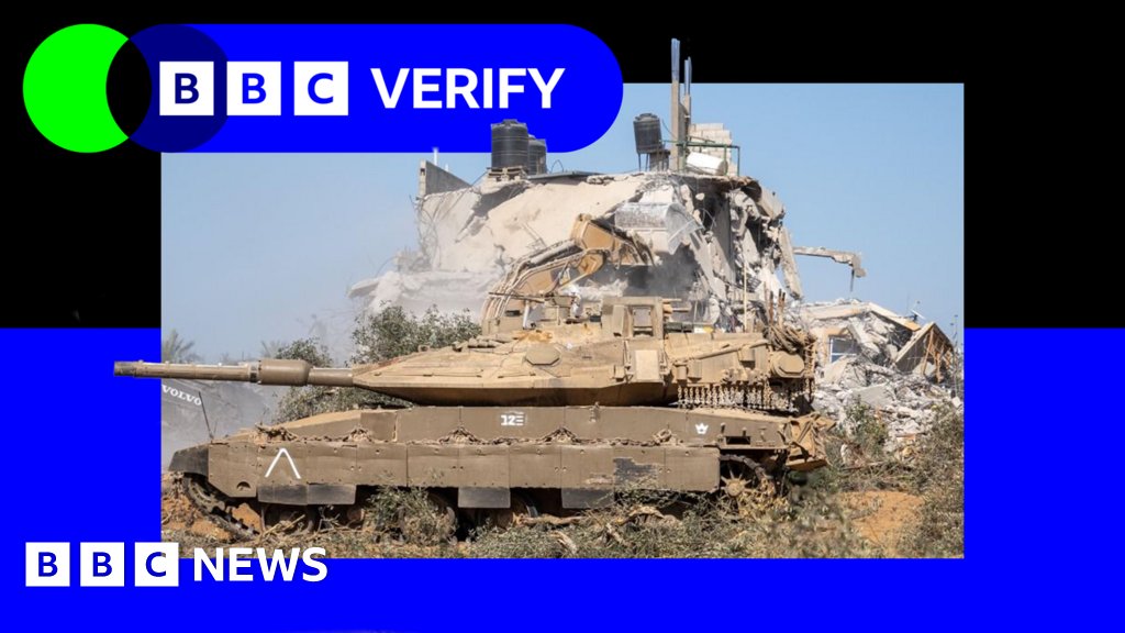 BBCWorld's tweet card. Entire neighbourhoods controlled by Israel have been levelled in less than a month, the images show.