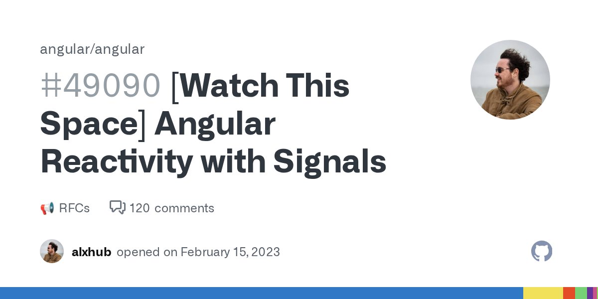 angular's tweet card. tl;dr: we've begun some prototyping work around adding signals as a reactive primitive in Angular, in advance of a formal Request For Comments (RFC) which we plan to open soon. Prototyping earl...