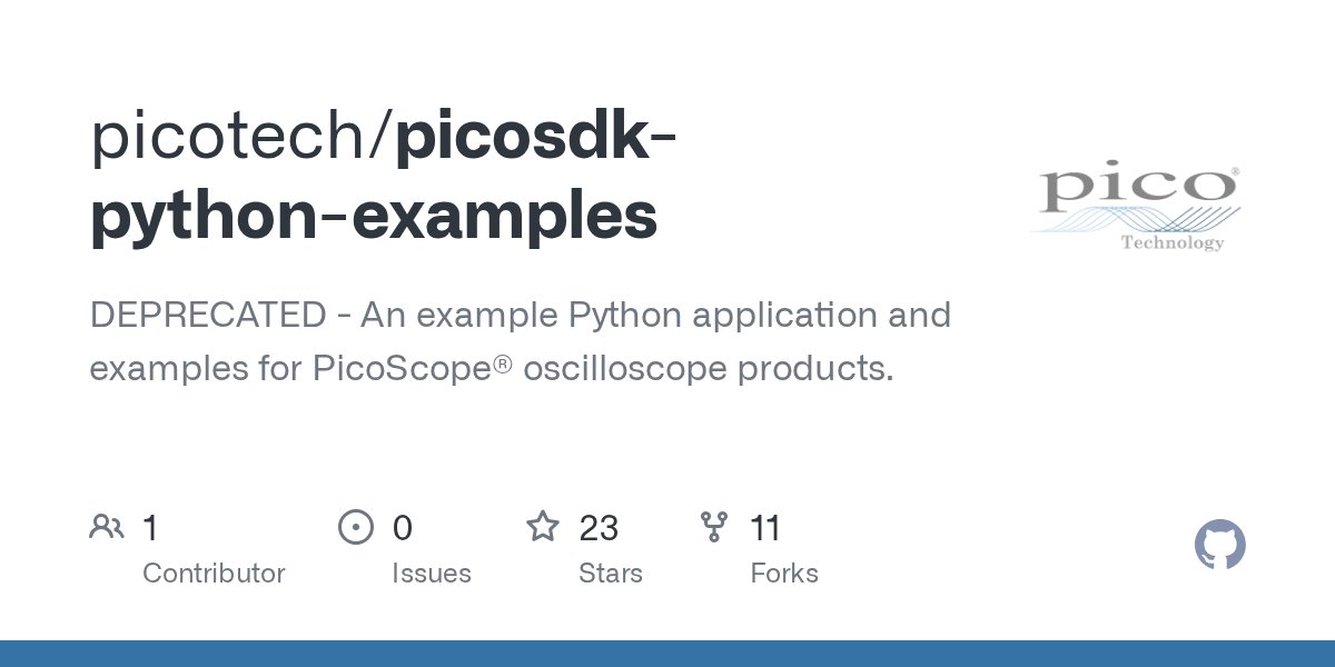 picotech's tweet card. DEPRECATED - An example Python application and examples for PicoScope® oscilloscope products. - picotech/picosdk-python-examples
