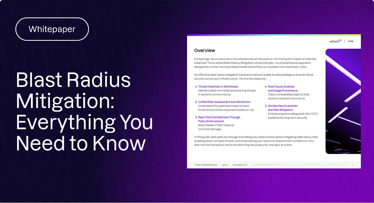 uptycs's tweet card. Explore Blast Radius Mitigation with detection, containment, and prevention strategies to enhance cloud security. Learn how to protect your infrastructure.
