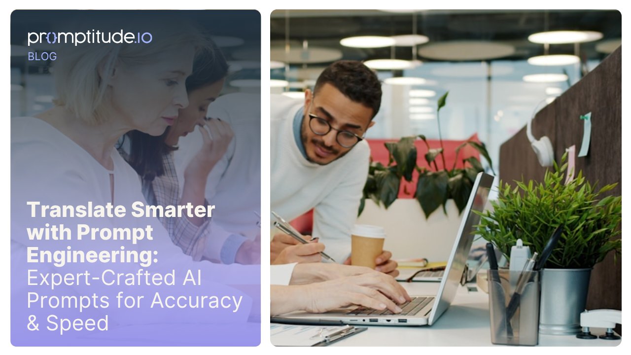 Promptitude_io's tweet card. Discover how AI prompt engineering and creative techniques can transform your translations. Boost accuracy, maintain tone, and streamline workflows with Promptitude.