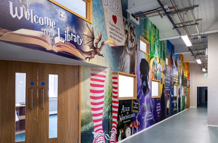 PromoteYourSch's tweet card. Here are 5 inspiring school libraries, featuring bespoke Wall Art by Promote Your School. We are an education design agency.