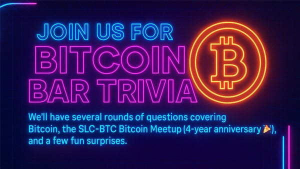 SLC_BTC_Meetup's tweet card. **Salt Lake City Bitcoin Meetup – December Bitcoin Bar Trivia Night** **Where**: Brewvies Cinema Pub **When**: Wednesday, December 3rd at 6:00 p.m. **What**: Bitcoin Bar T