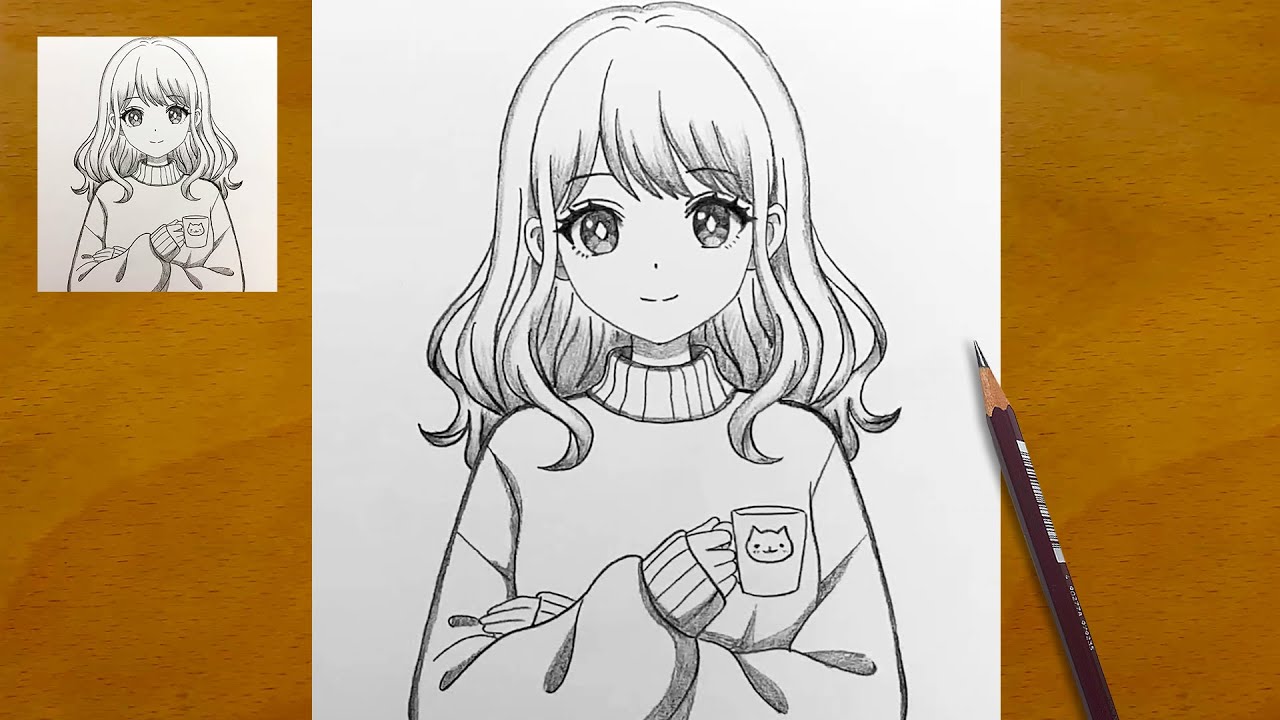 McPainted's tweet card. How to Draw a Cute Anime Girl Easy || Anime Sketch Step by Step ||...