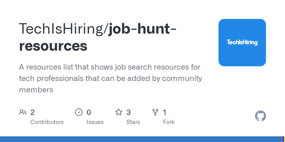 Chad_R_Stewart's tweet card. A resources list that shows job search resources for tech professionals that can be added by community members - TechIsHiring/job-hunt-resources
