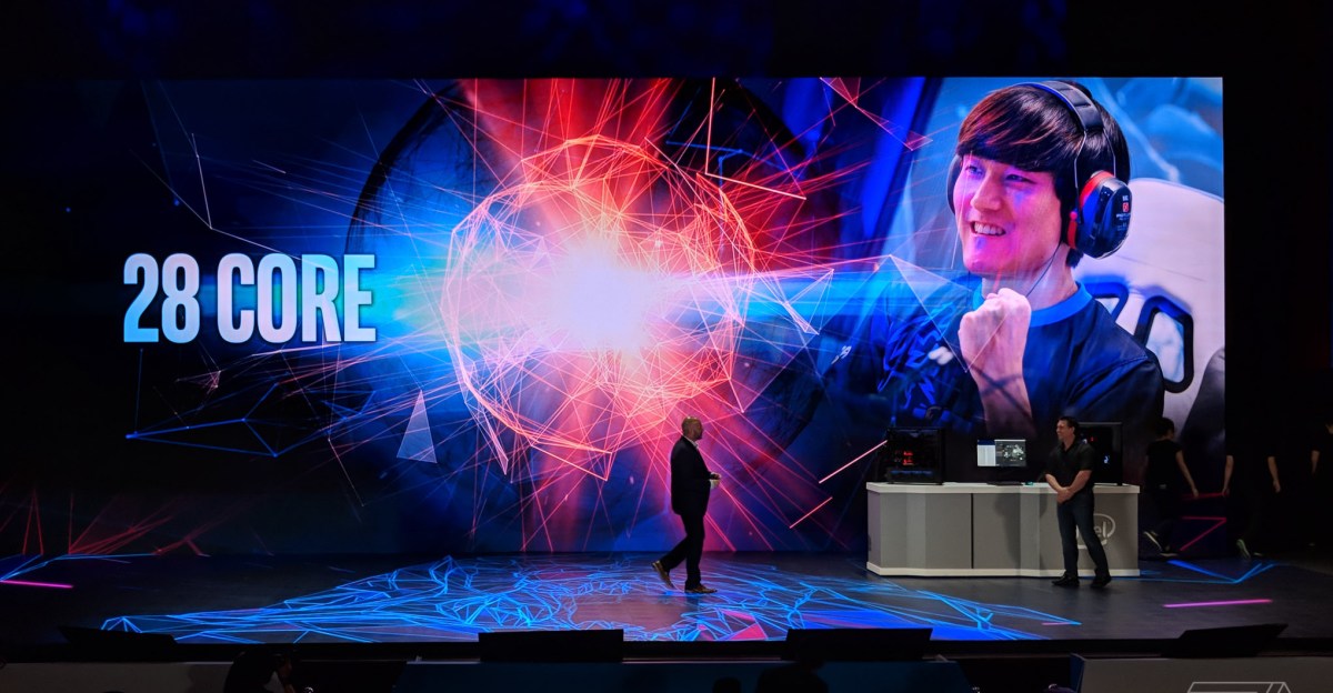 TechConServices's tweet card. Intel teases outlandish 28-core processor for end of year