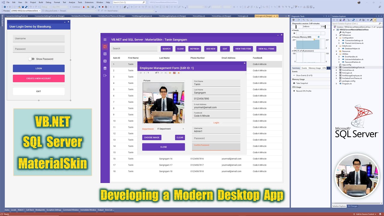 IBasskung's tweet card. VB.NET + SQL Server: Install MaterialSkin and Build a Sleek Modern...