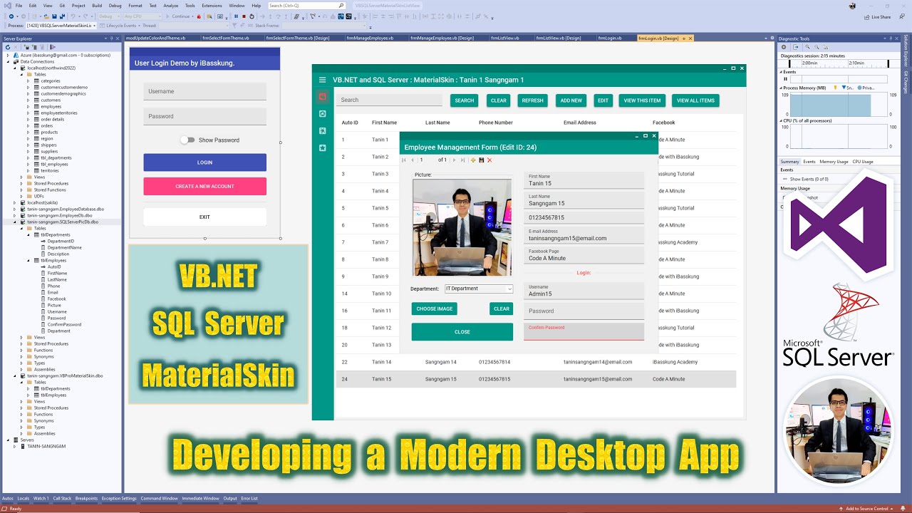IBasskung's tweet card. [ENG] Modern UI + Real SQL Integration | VB.NET Course Preview