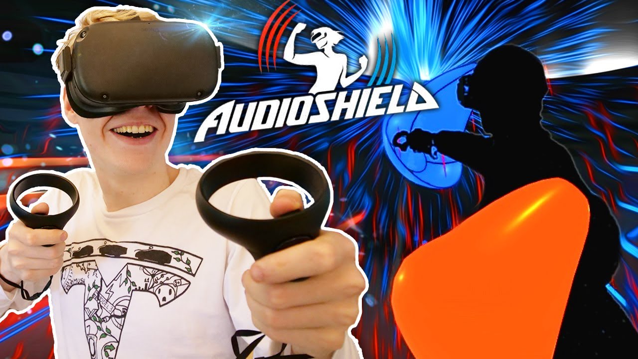 NathieVR's tweet card. BEAT SABER but with SHIELDS! Audioshield VR (Oculus Quest Gameplay)