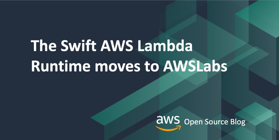 AWSOpen's tweet card. We’re excited to share that the Swift AWS Lambda Runtime project has officially moved to the AWS Labs organization. You can now find it here: 👉 https://github.com/awslabs/swift-aws-lambda-runtime...