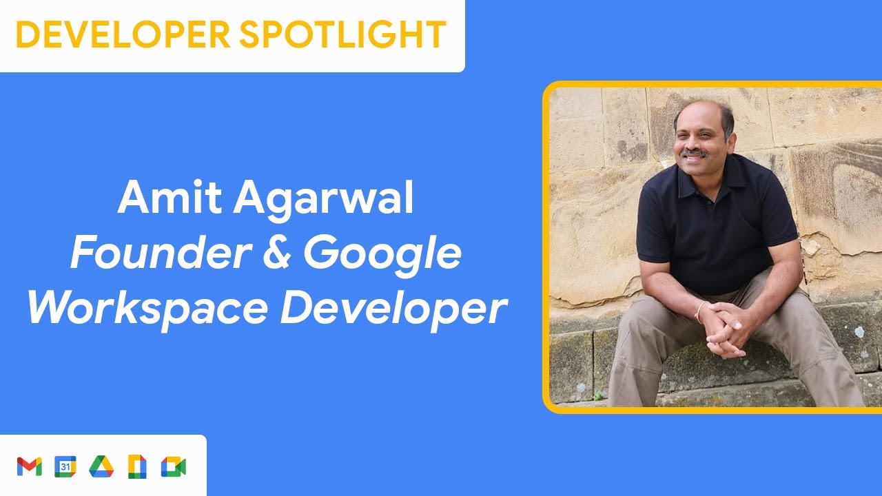 workspacedevs's tweet card. Developer Spotlight with Amit Agarwal, Founder Digital Inspiration