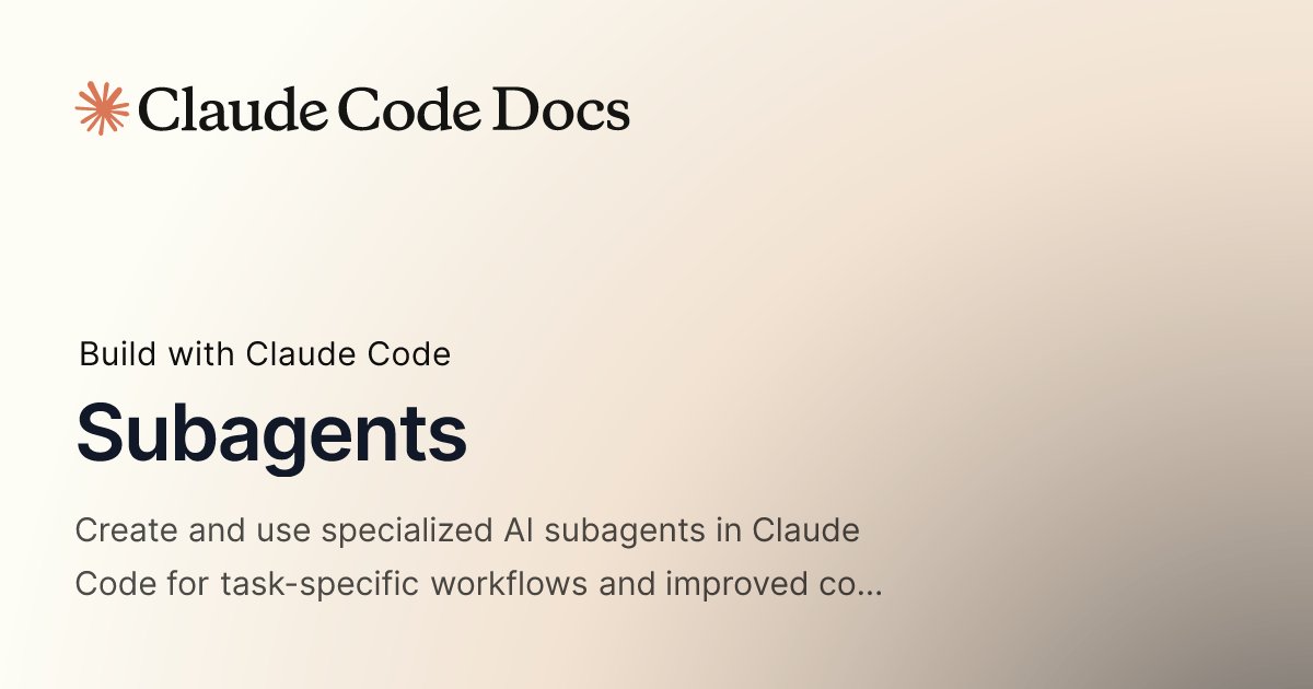 andreaslbigger's tweet card. Create and use specialized AI subagents in Claude Code for task-specific workflows and improved context management.