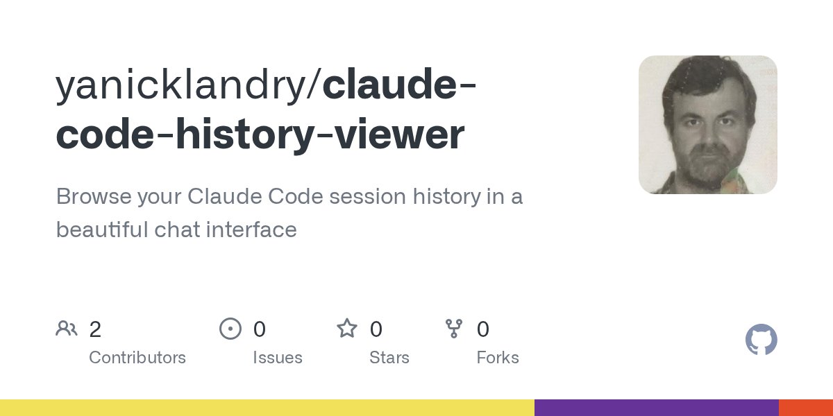 yanicklandry's tweet card. Browse your Claude Code session history in a beautiful chat interface - yanicklandry/claude-code-history-viewer