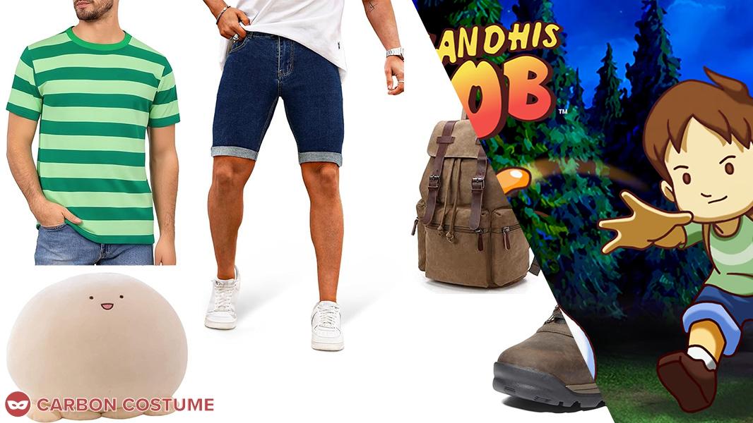 carboncostume's tweet card. This character, often known as "The Boy" from the classic Nintendo game A Boy and His Blob, is recognizable by his simple yet iconic outfit. To dress up as him, you'll need a green and light green...