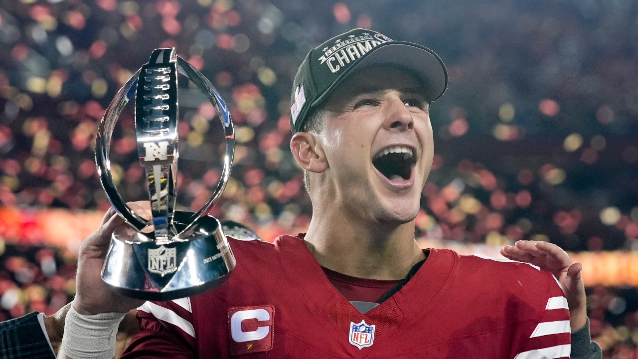 Sports_Spectrum's tweet card. In just his 2nd year, Brock Purdy has led the 49ers to the Super Bowl. "God, You've taken me here, and win or lose I'm going to glorify You."