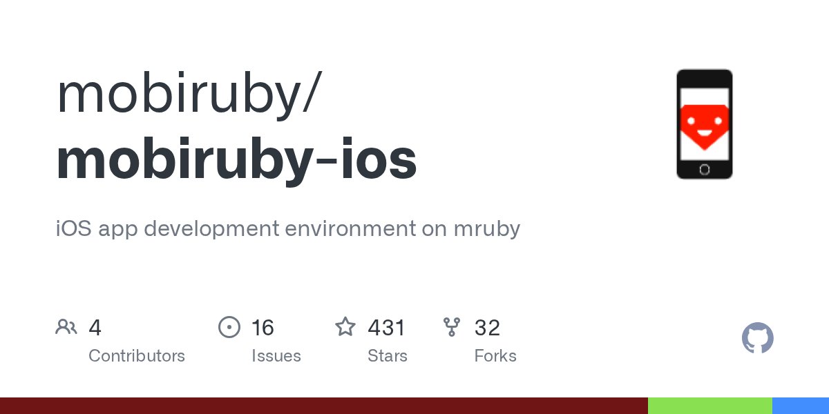 mobiruby's tweet card. iOS app development environment on mruby . Contribute to mobiruby/mobiruby-ios development by creating an account on GitHub.