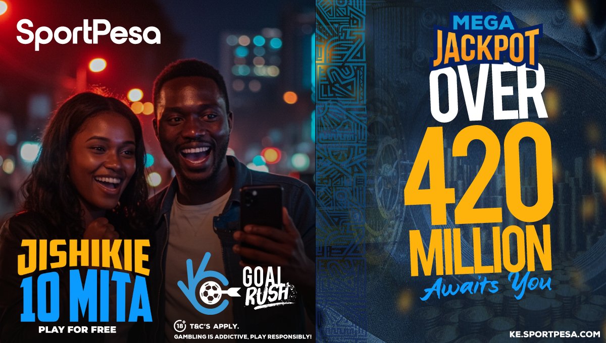 classerror105's tweet card. Bossie!! Form ni kujipanga, jishikie over 420 milli MJP na 10 million ya Goal Rush Now, uji-nice! Just PREDICT the 3 #SportPesaGoalRush Games!