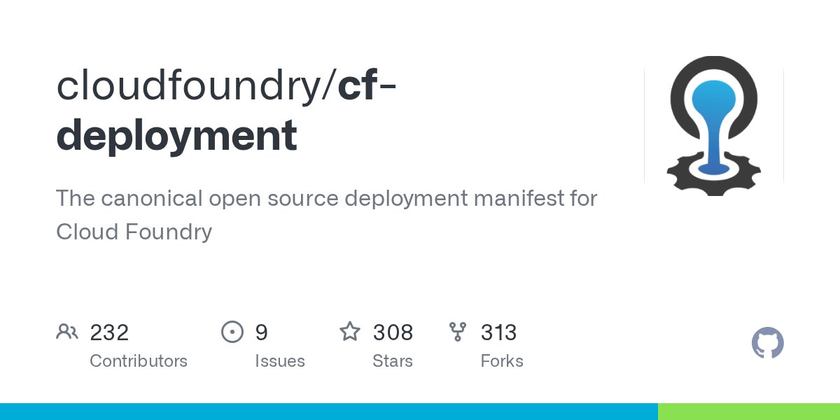 superbonitagnt's tweet card. The canonical open source deployment manifest for Cloud Foundry - cloudfoundry/cf-deployment