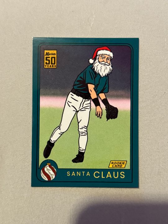 itzAkustom's tweet card. High quality trading card print - Santa Claus Baseball Trading Card