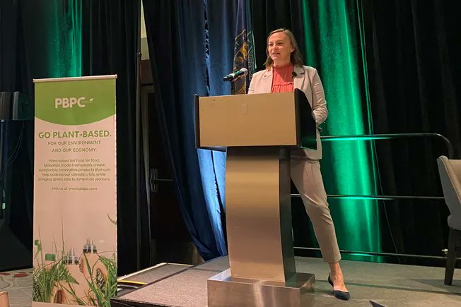 Novamont_NA's tweet card. Product manufacturers, the U.S. Department of Agriculture, U.S. Composting Council and others discussed investment priorities at the Plant Based Products Council’s first conference on Tuesday.