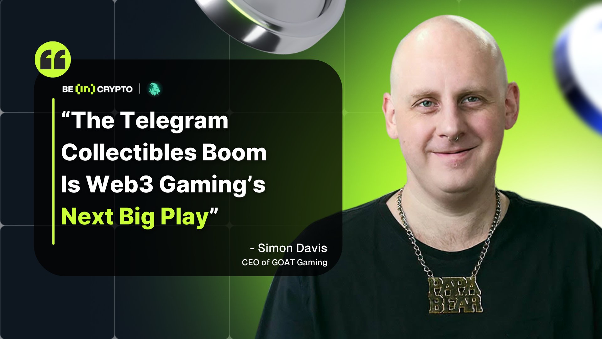 beincrypto's tweet card. Telegram Collectibles are driving Web3 gaming adoption, enabling seamless onboarding, user acquisition, and NFT trading.