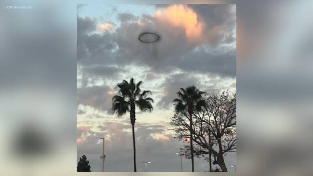 KTLA's tweet card. Drivers on Interstate 5 encountered a peculiar sight over Disneyland Resort early Thursday morning. Lori Nayahalski sent KTLA photographs and cell phone video of a black ring rising over the Anahei…
