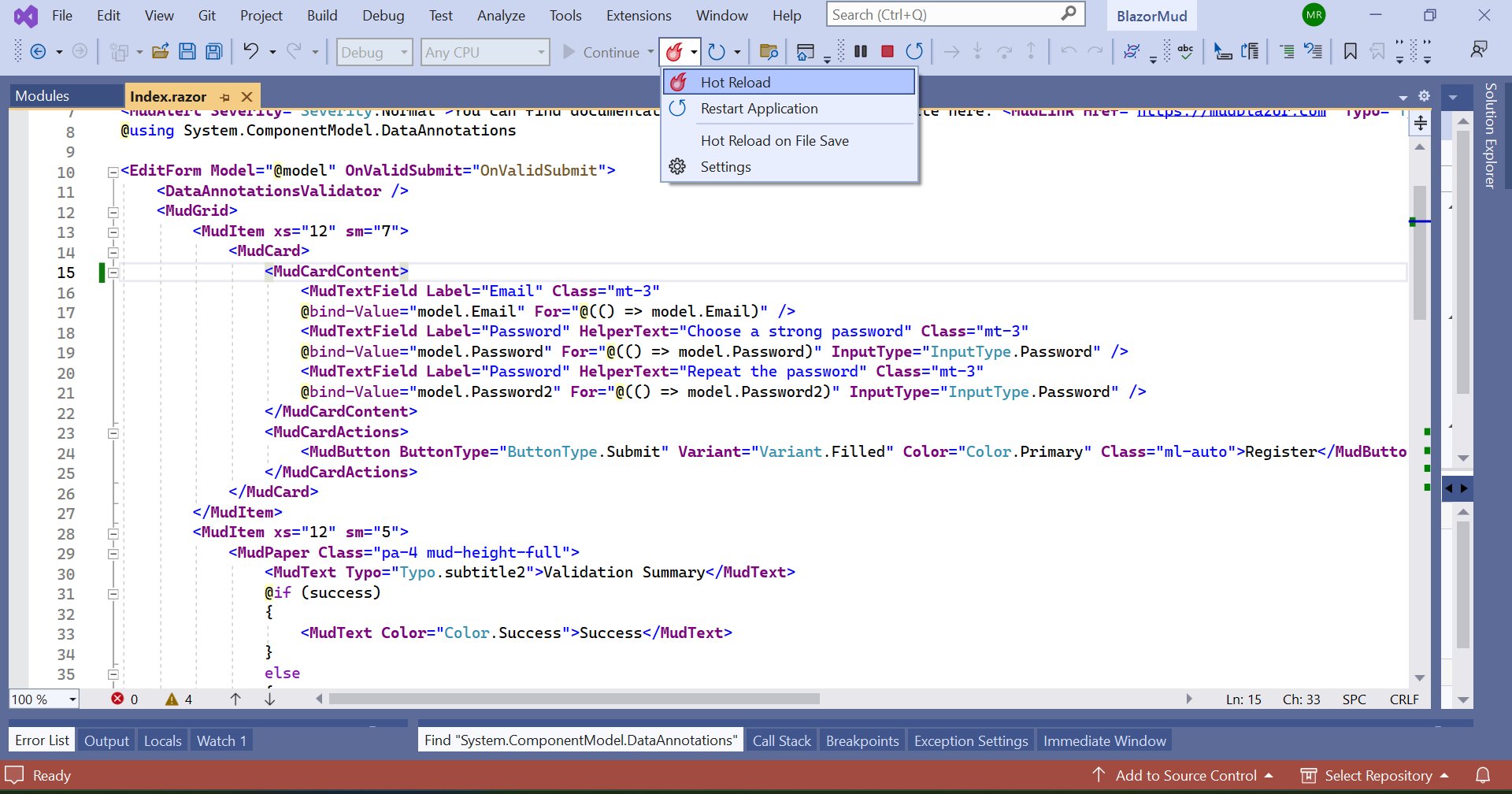 dotNetLibHunt's tweet card. If you change generics in your code, Hot Reload can enforce the changes without restarting the app.