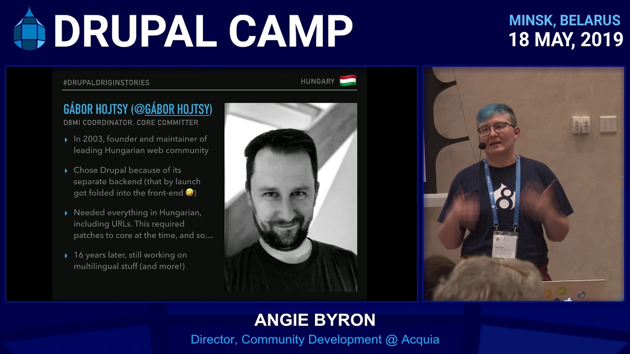 DropIsMoving's tweet card. Angie Byron - Tales of Drupal Past: Origin Stories of Drupal Contri...