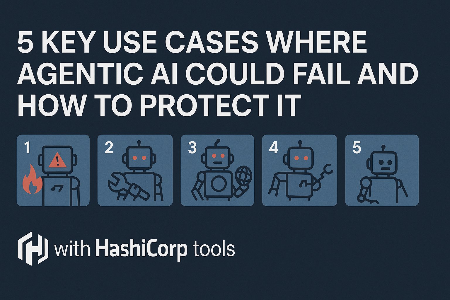 WeShallAWS's tweet card. 5 Key Use Cases Where Agentic AI Could Fail And How To Protect It with HashiCorp tools