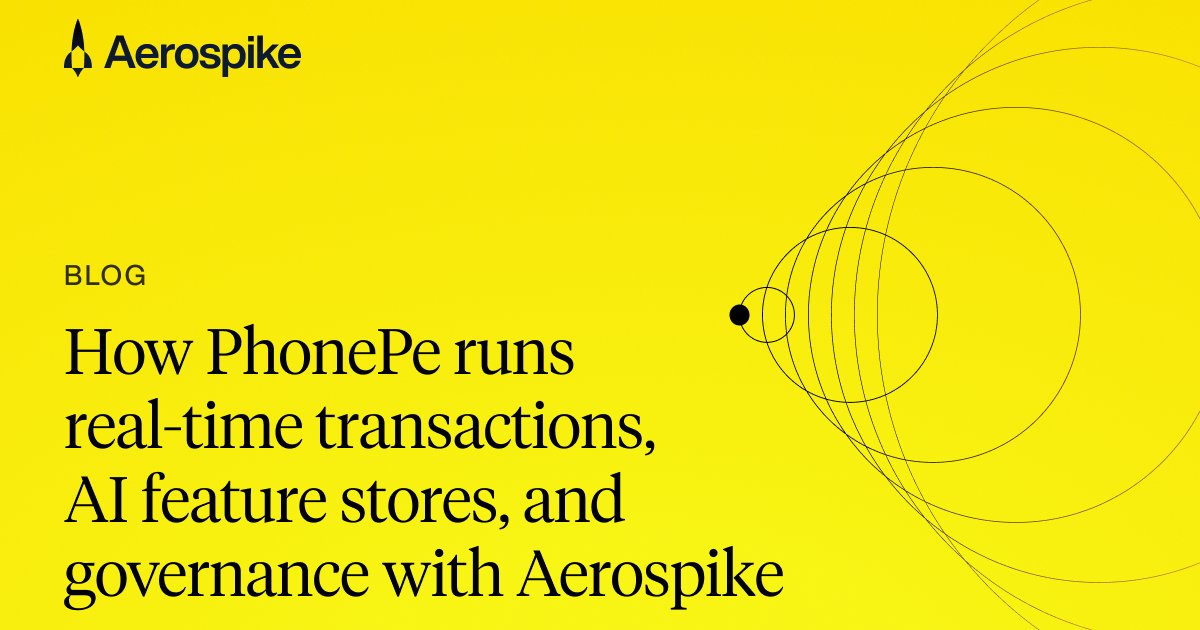 aerospikedb's tweet card. At the Aerospike Bangalore Summit, PhonePe shared how it uses Aerospike to power 360 million daily transactions with real-time performance, reliability, and compliance.
