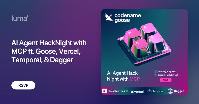 goose_oss's tweet card. MCP is rapidly changing the landscape of what's possible for developer tools while broadly, AI is changing the way we work. Let's explore this together! Join…