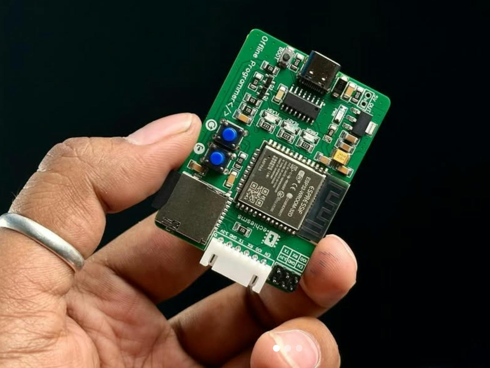 Hacksterio's tweet card. Say goodbye to library errors & delays! Build an ESP Offline Programmer to flash ESP32/8266 firmware anywhere, no PC needed. Fast & reliable