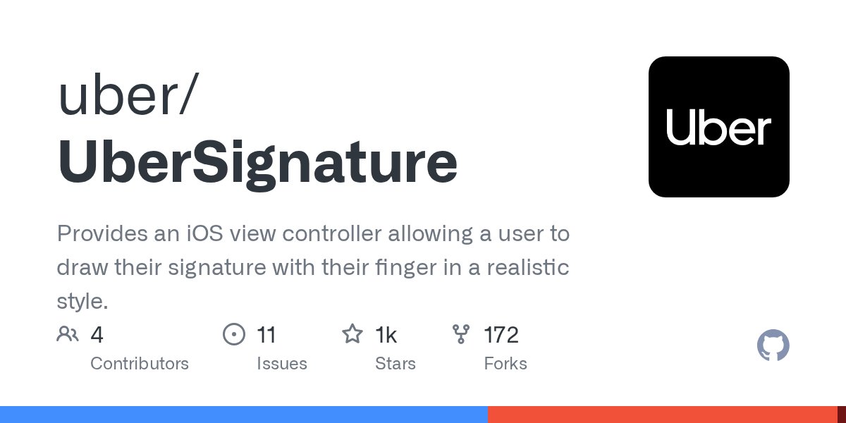 iOS_AK's tweet card. Provides an iOS view controller allowing a user to draw their signature with their finger in a realistic style. - uber/UberSignature