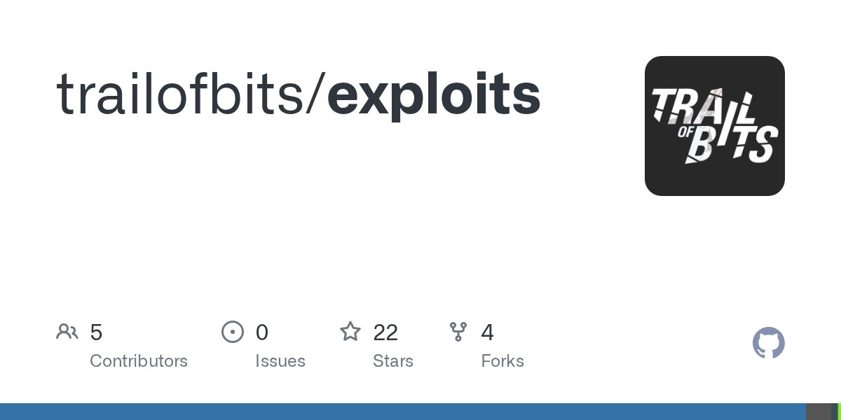 dillon_franke's tweet card. Contribute to trailofbits/exploits development by creating an account on GitHub.