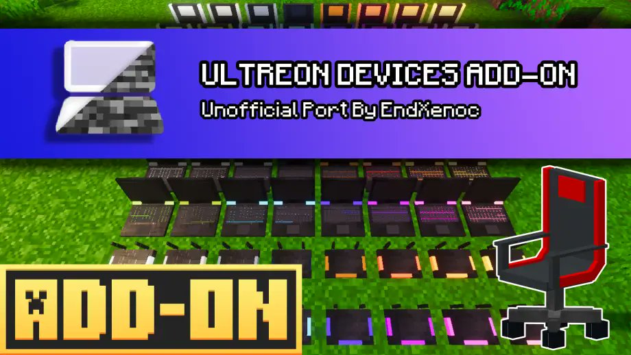 modbay_feed's tweet card. Add modern decorative tech blocks to Bedrock with this unofficial port of Ultreon Devices—perfect for offices, homes, labs, and contemporary builds.