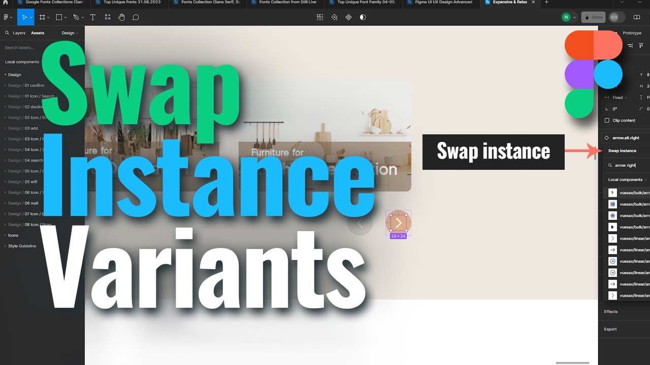 Nurealam2017's tweet card. How to Replace Swap Instance and Variants in Figma | Swap Instance in...