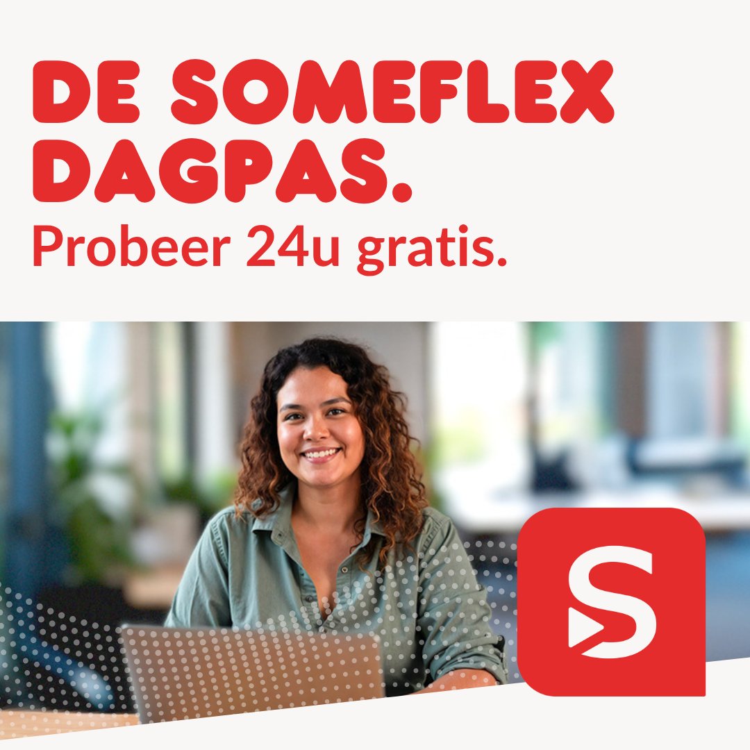 Someburo's tweet card. Leer 24u gratis over AI-tools voor contentcreatie, sociale media, marketing en meer met een gratis dagpas van Someflex. Direct toegang tot online micro-leren!