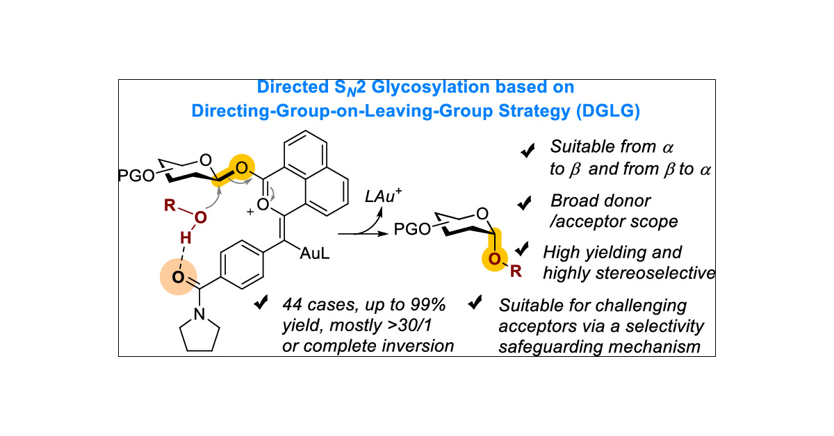 J_A_C_S's tweet card. This work implements a catalytic SN2 glycosylation by employing an amide-functionalized 1-naphthoate platform as a latent glycosyl leaving group. Upon gold-catalyzed activation, the amide group...