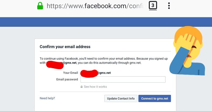 CyberSmartDef's tweet card. Facebook has been caught asking new users for their email passwords in order to verify their accounts.