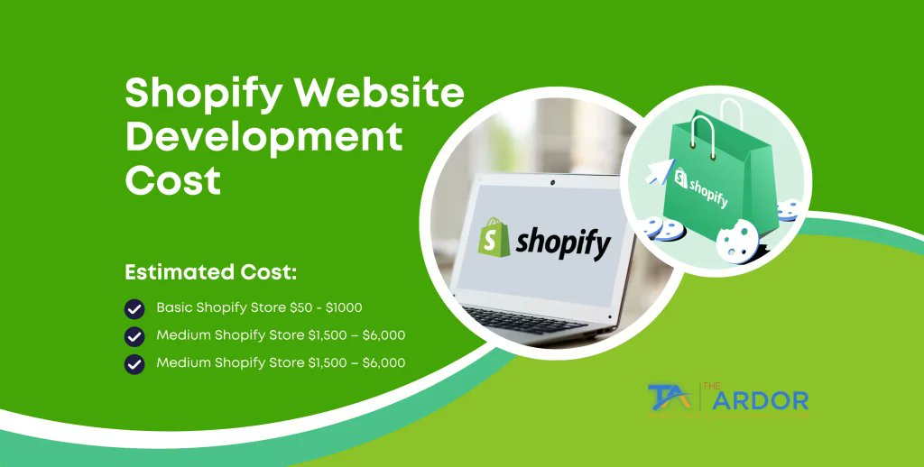 the_ardor's tweet card. Shopify website development costs: $35–$55/hour for basic stores, $300–$2,000 for small, and $2,500–$5,000 for medium-sized online stores.