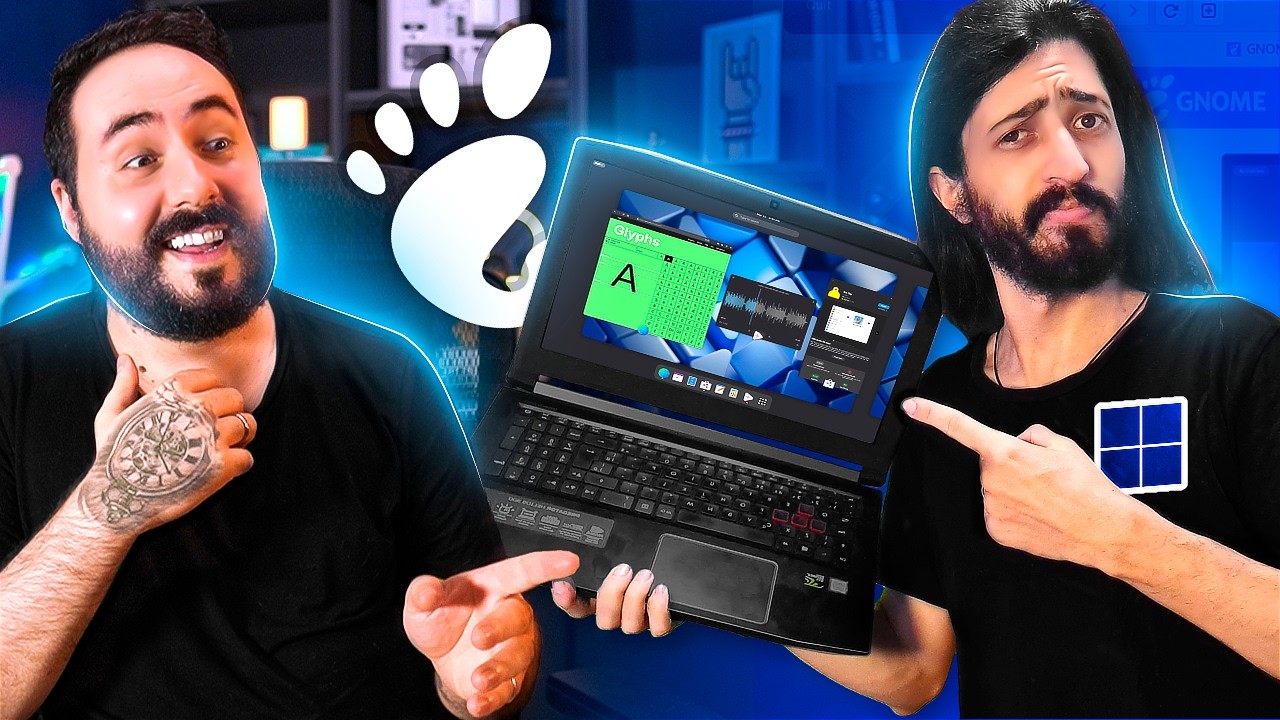 JamoPG's tweet card. Coloquei um usuário de Windows pra usar o GNOME pela primeira vez!