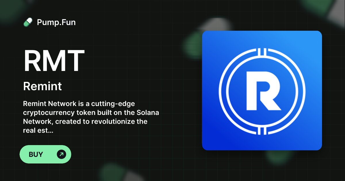 Rajacrypto6465's tweet card. Remint Network is a cutting-edge cryptocurrency token built on the Solana Network, created to revolutionize the real estate market through blockchain technology. As the project evolves, Remint Token...