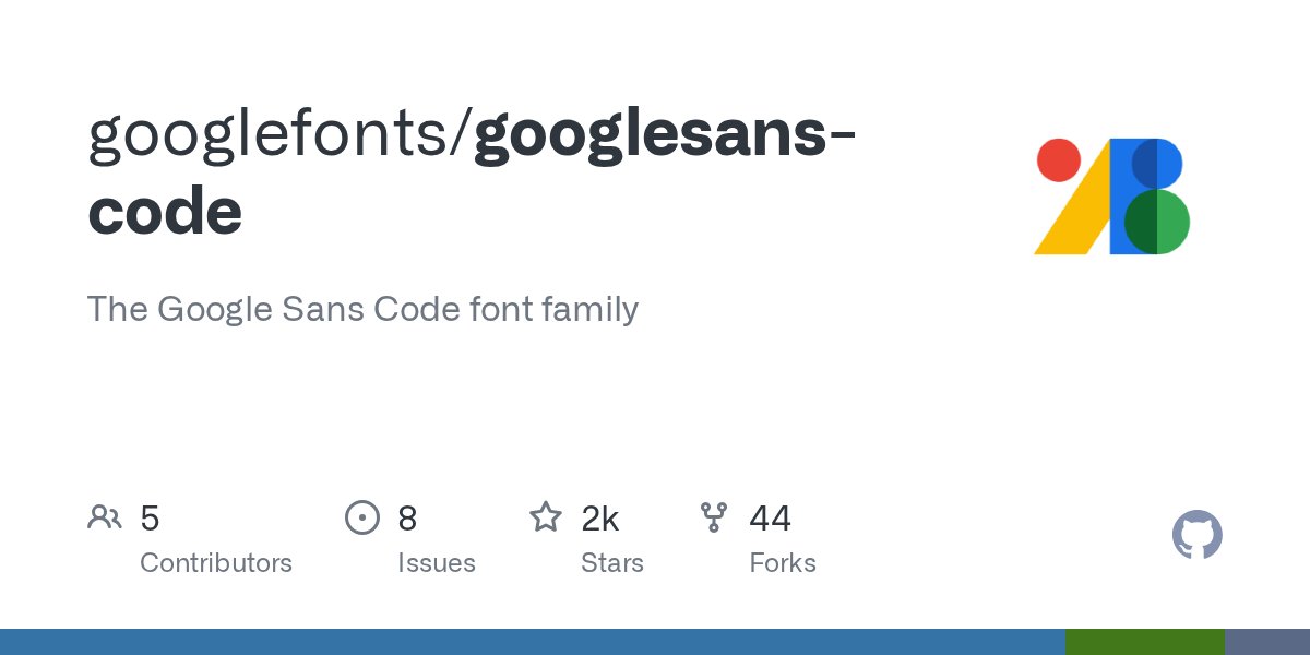 pythontrending's tweet card. The Google Sans Code font family. Contribute to googlefonts/googlesans-code development by creating an account on GitHub.
