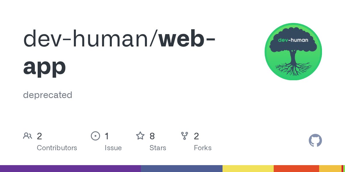devhumanproject's tweet card. deprecated. Contribute to dev-human/web-app development by creating an account on GitHub.