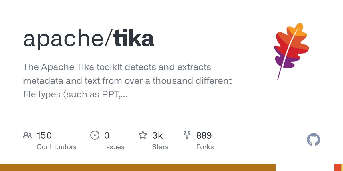 SwiftUIHome's tweet card. The Apache Tika toolkit detects and extracts metadata and text from over a thousand different file types (such as PPT, XLS, and PDF). - apache/tika